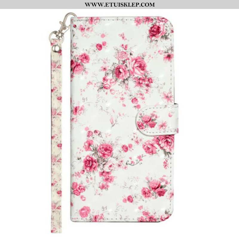 Etui Folio do iPhone 13 Pro Max z Łańcuch Pasek Light Spot Flowers